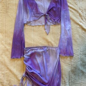 Purple Tie-Dye Women Swim Coverup